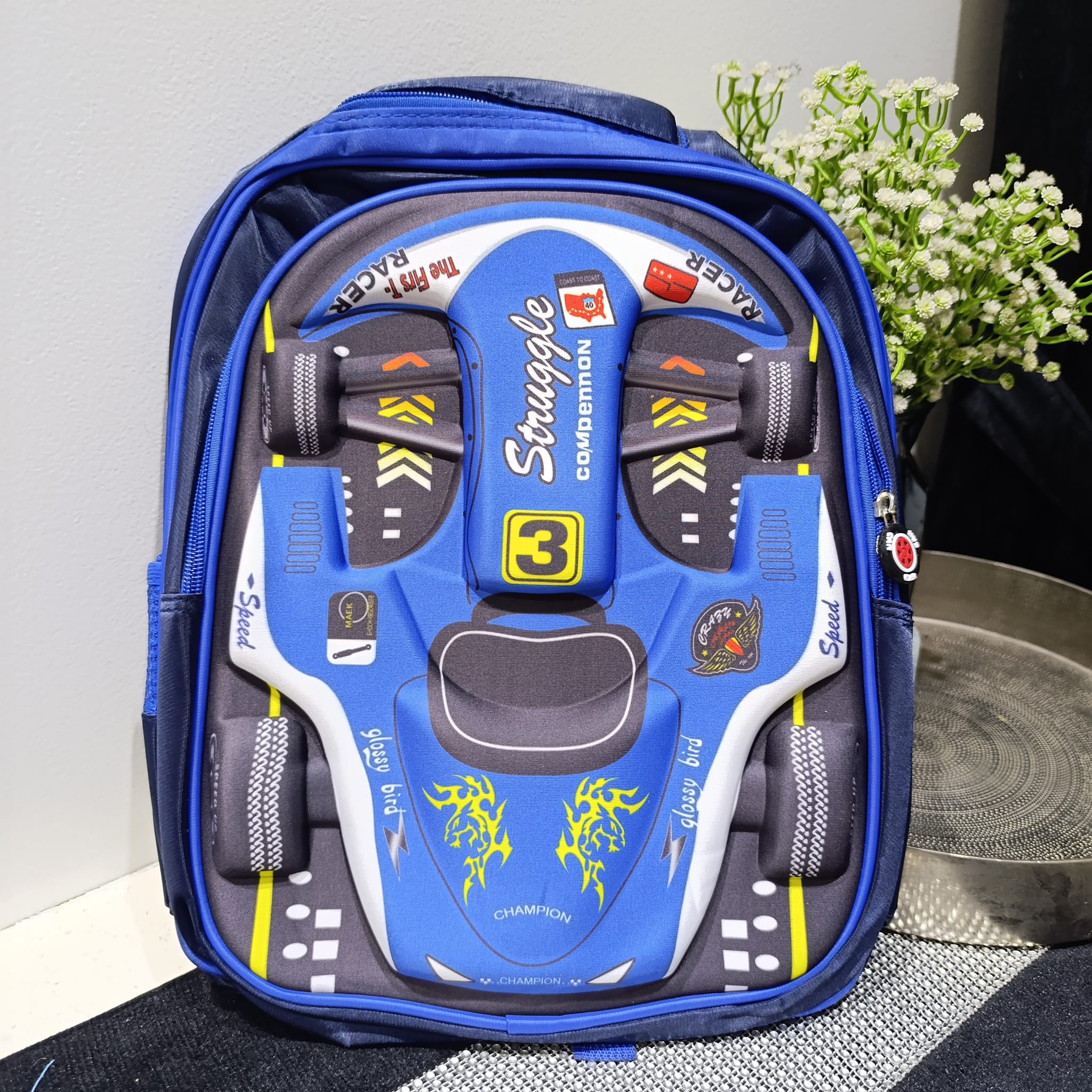 3D Racing Car Junior School Bag