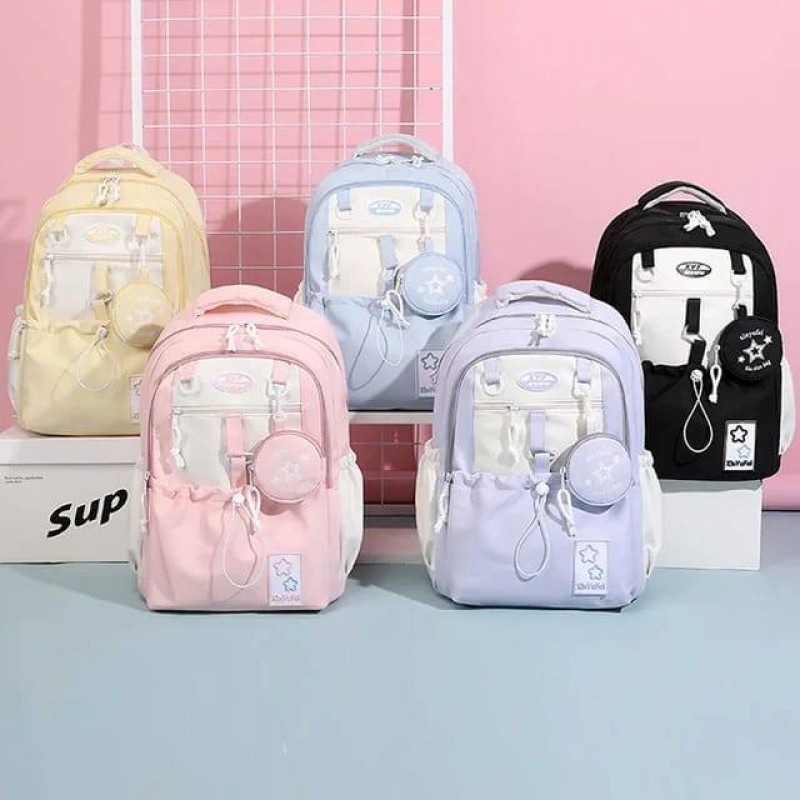 Dual Color Girls Senior School Bag