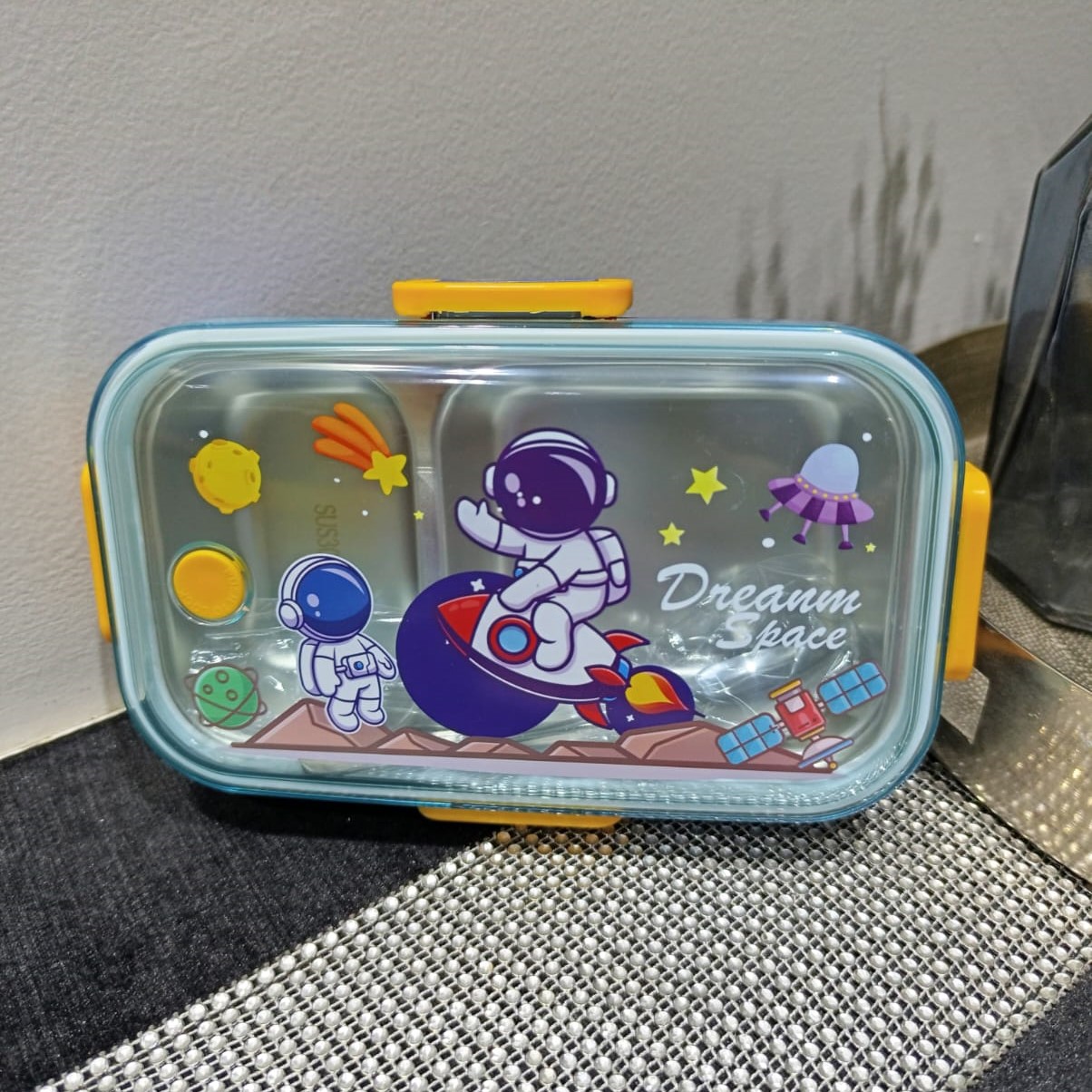 Astronaut Steel Tiffin Box With Cutlery