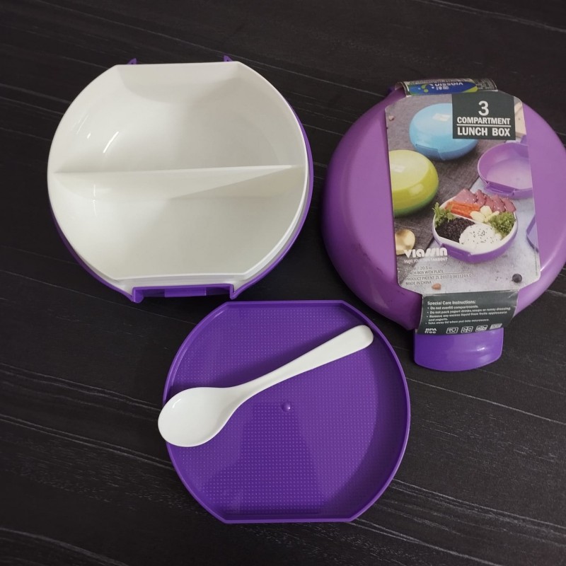 3 Compartment Lunch Box With Plate