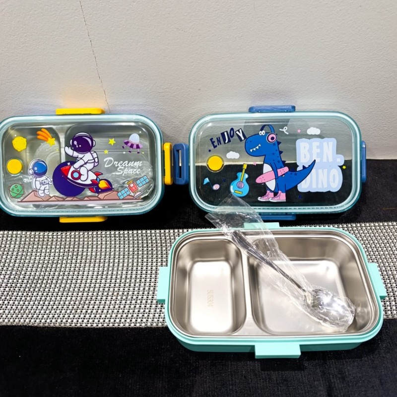 Astronaut Steel Tiffin Box With Cutlery