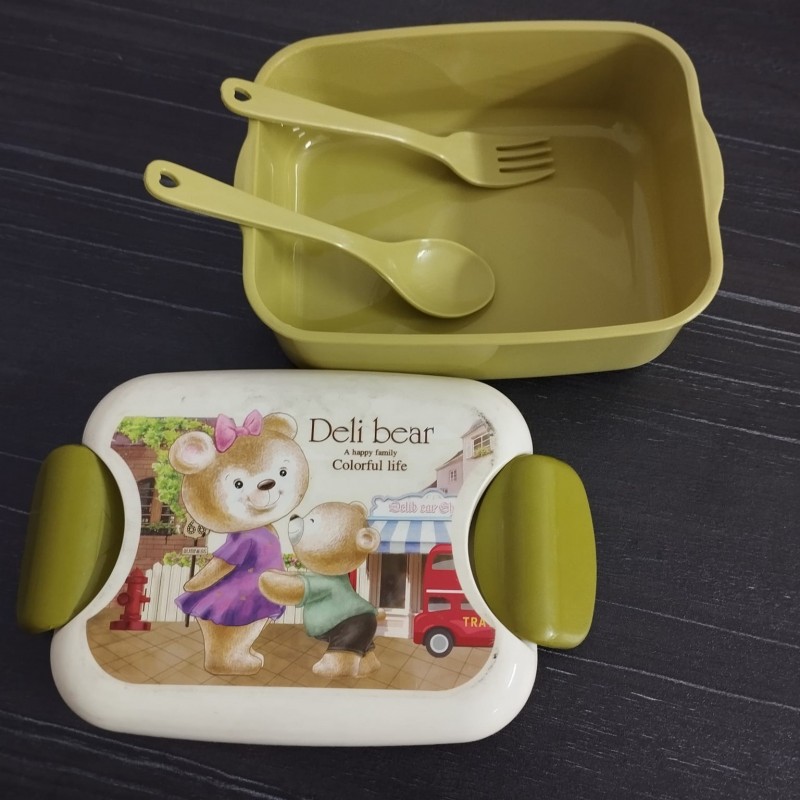 Deli Bear Tiffin Box With Cutlery