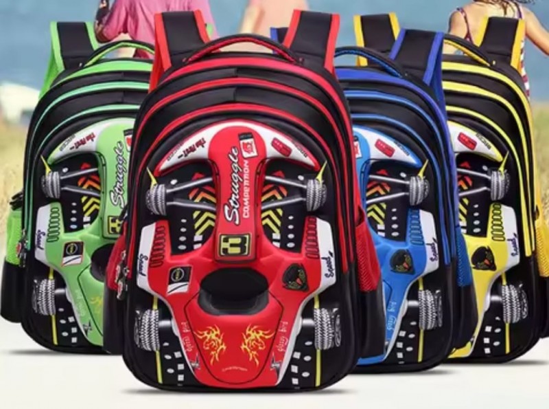 3D Racing Car Junior School Bag