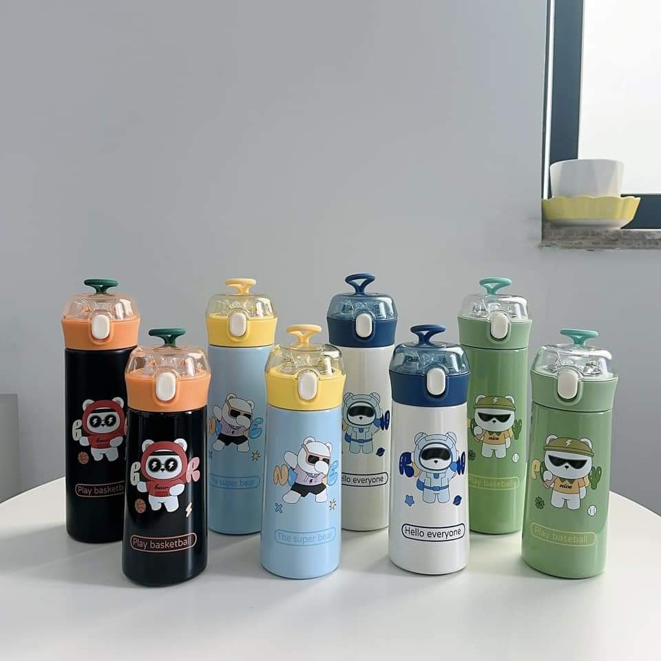 Cartoon Printed Thermos Steel Water Pot - Medium